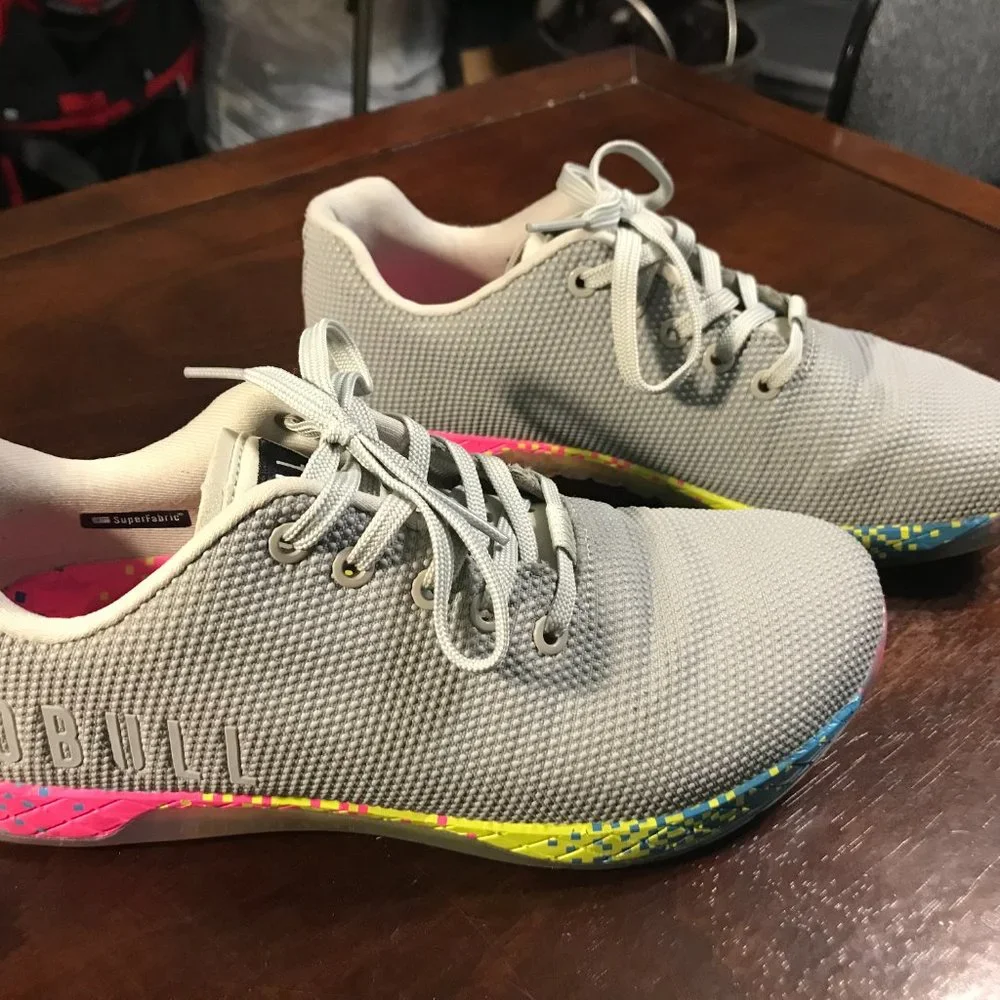 NOBULL Gray Low-Top Trainers with Neon Gradient Sole